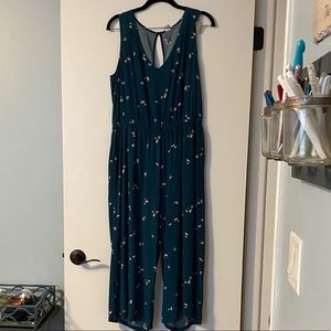 Old Navy Large Green Jumpsuit with pink florals